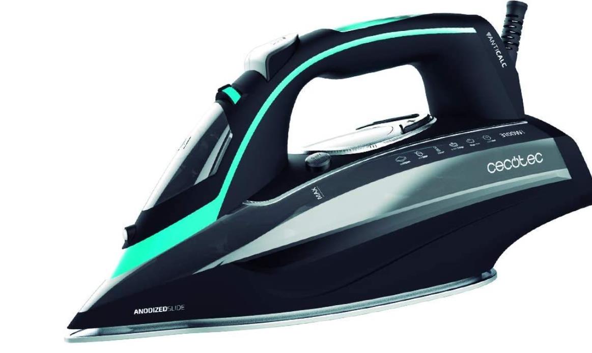 Cecotec Dampfbügeleisen 3D ForceAnodized 750 Smart. 3100 W, Doppelt eloxierte Bügelsohle. Dauerdampf 55 gr/min und Dampfstoß 200 gr/min. LCD Bildschirm. Anti-Kalk, Auto-Off, 400-ml-Tank, Eco-Modus