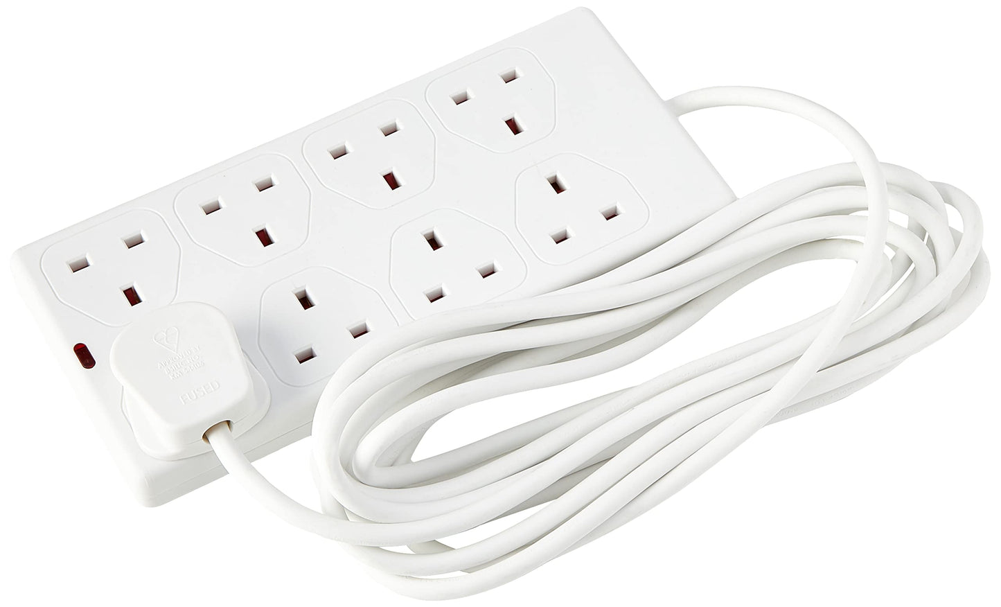 Pro Elec Verlängerungskabel Elektrik PEL01380 8 Gang 5 Meter Weiß Kabelverlängerung Haushaltsgerät