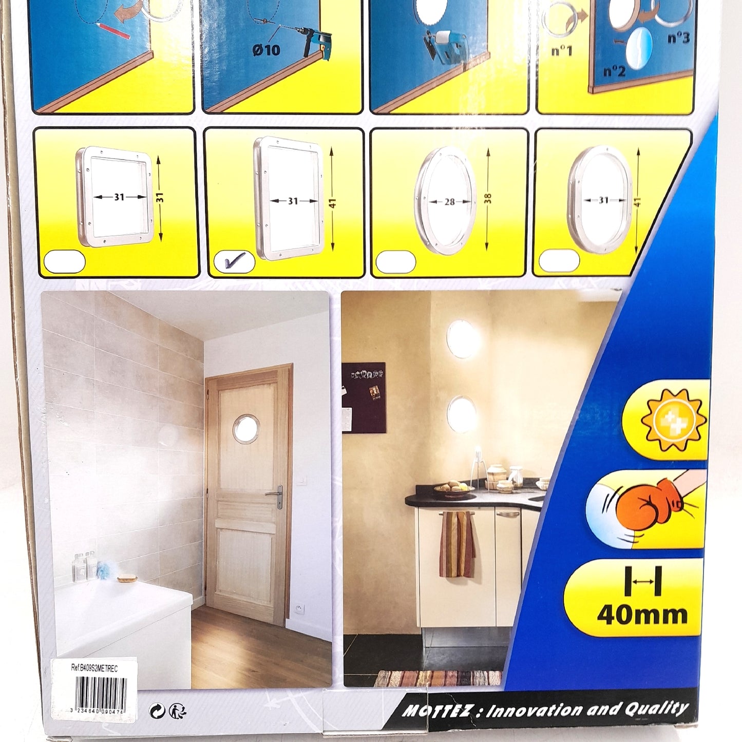 Mottez Bullauge Fenster Bullaugen Zubehör Silber Metall 41 x 31 cm Rechteck