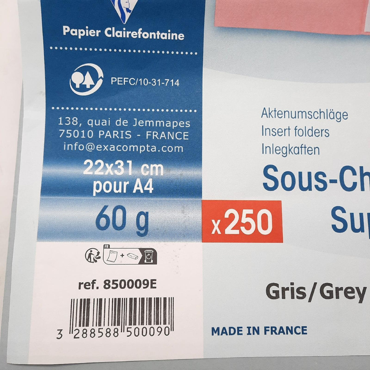 Paquet de 250 sous-chemises forever 100% recycle bengali 60