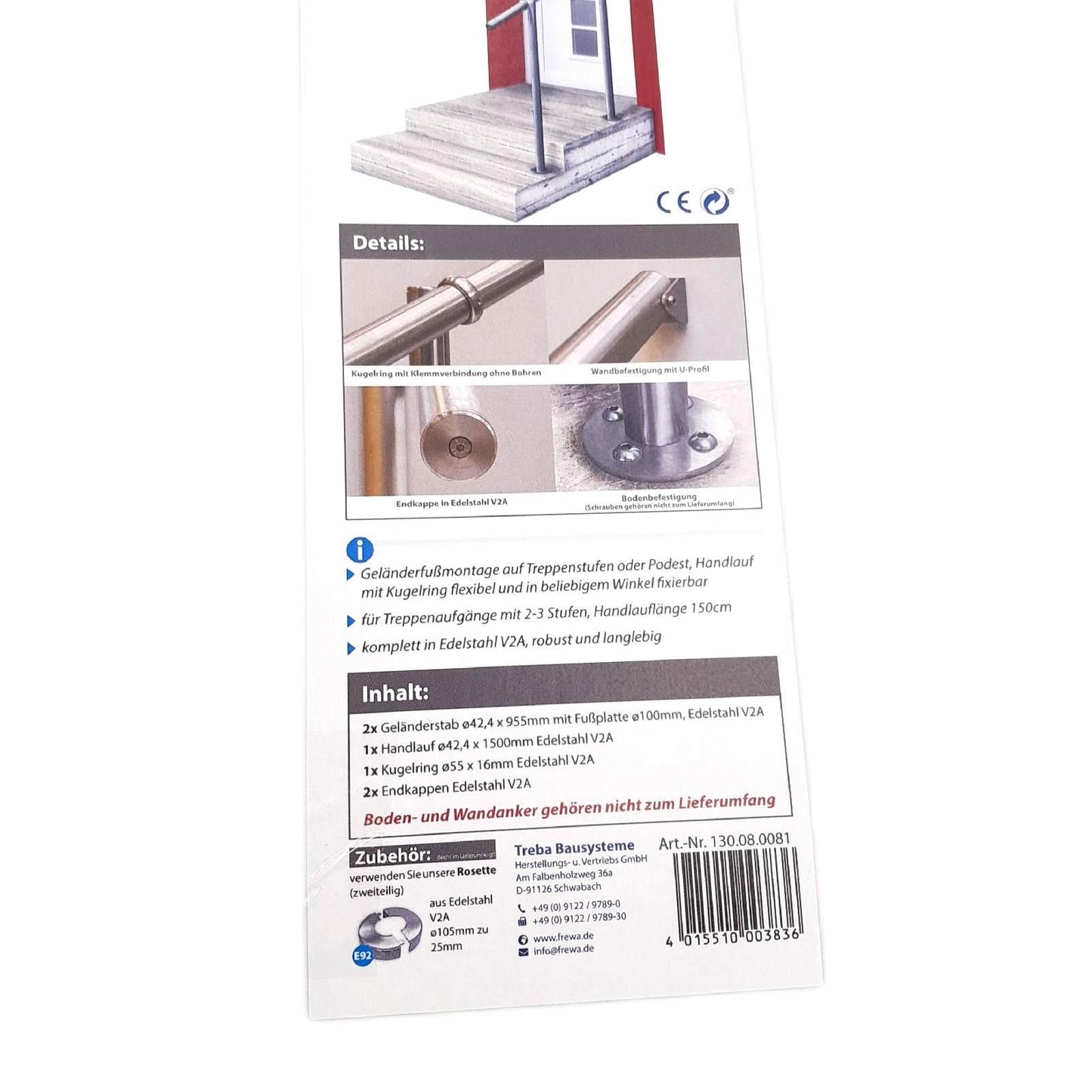 Treba Frewa Geländerset GE2 (Oberbodenmontage, Edelstahl V2A, Grau Metallic, LÃ