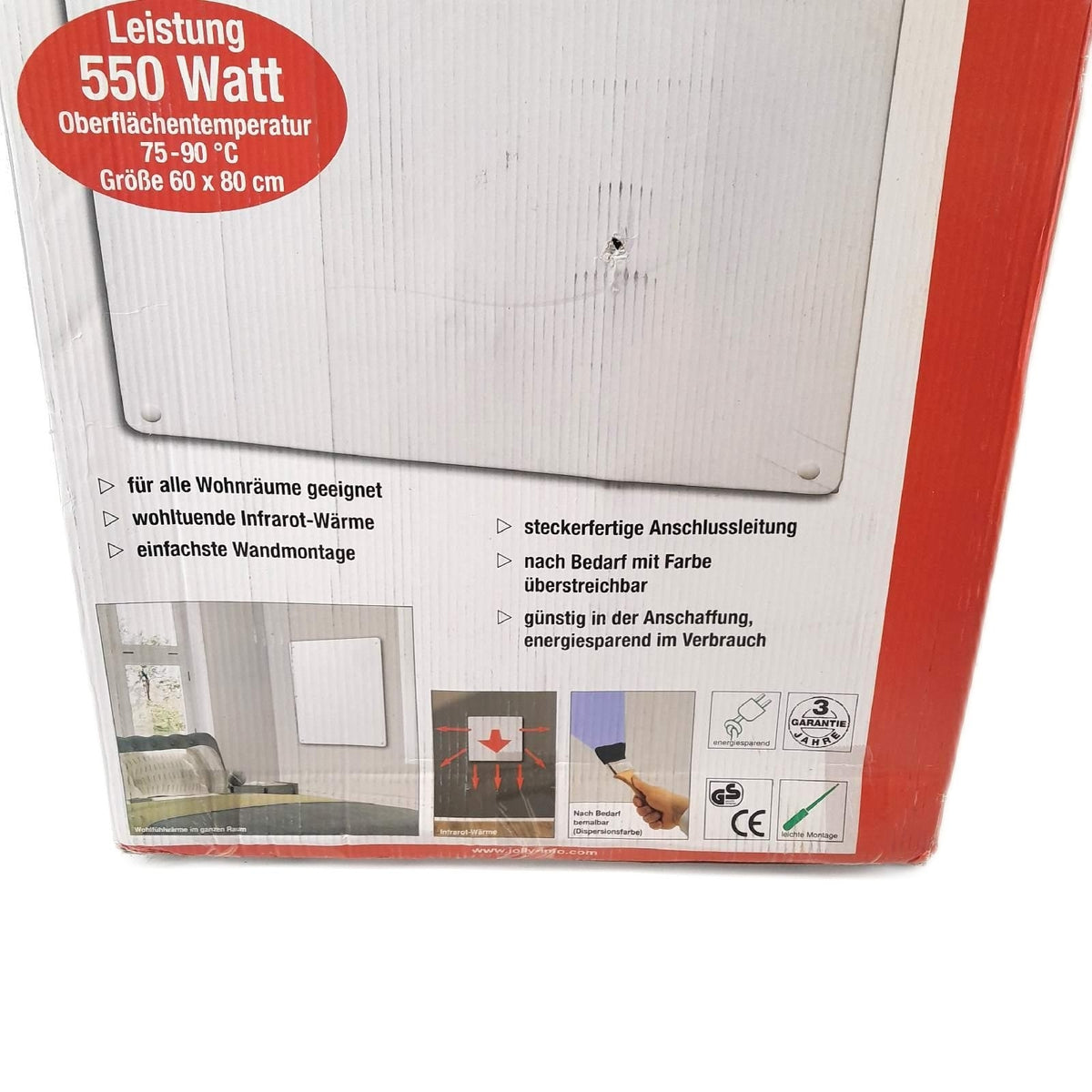 E Therm Infrarotheizkörper Heizung Wandmontage 60 x 80 cm