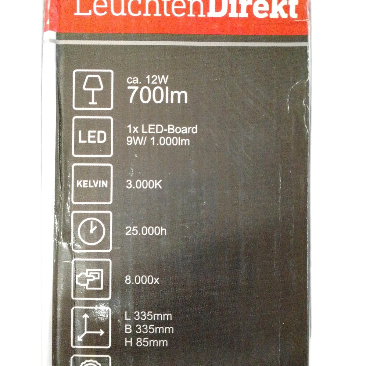 LeuchtenDirekt LED Deckenleuchte LABOL, stahl, 1xLED-Board/9W/3000K, Badleuchte, IP44, spritzwassergeschützt, Acrylglas, 14267-55