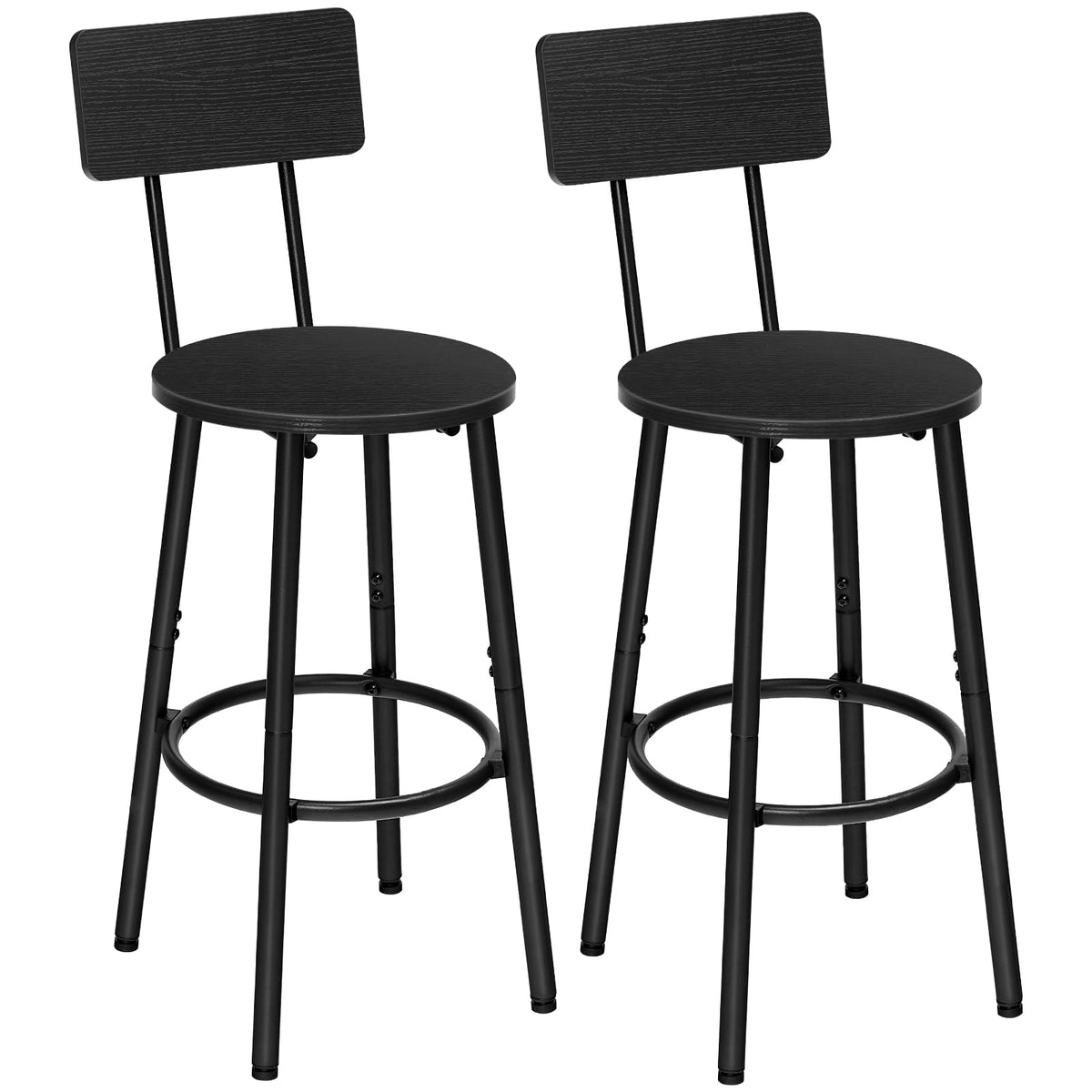 HOOBRO Barhocker 2er Set mit Rückenlehne und Fußstütze Barstuhl Küchenstuhl Set