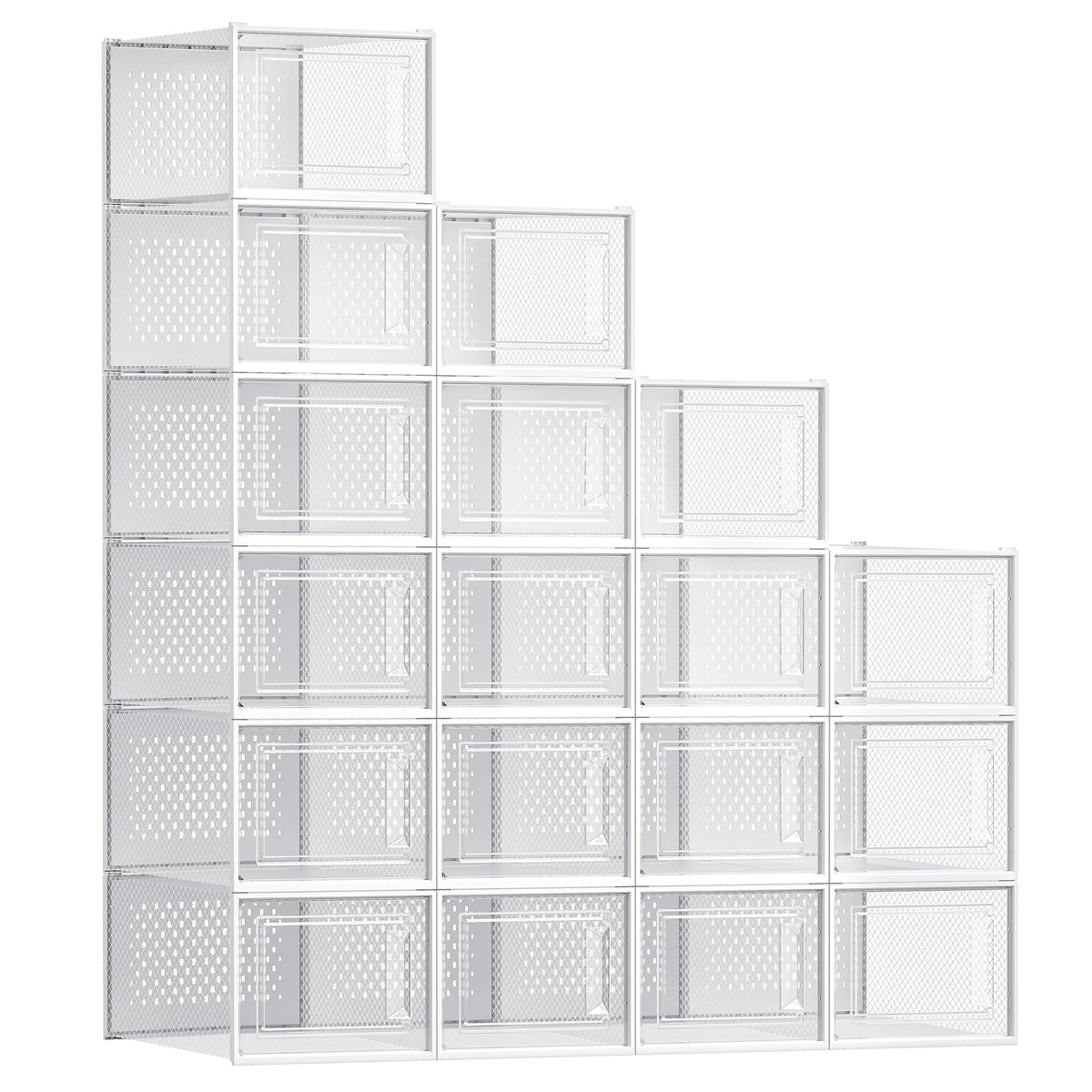 SONGMICS Schuhboxen 18er Set Schuh Organizer aus Kunststoff faltbar stapelbar robust transparent