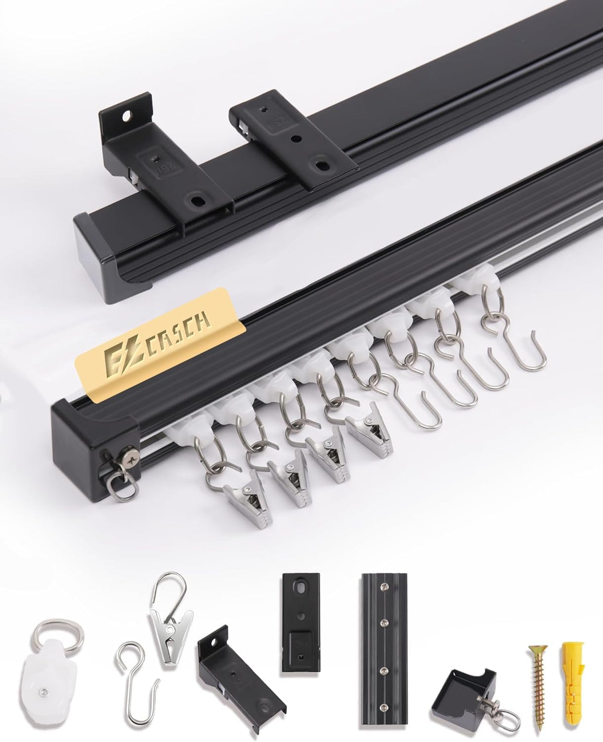 Ezcasch Gardinenschiene 4m Aluminium Vorhangschiene 1 læufig Gardinenstange Schiene