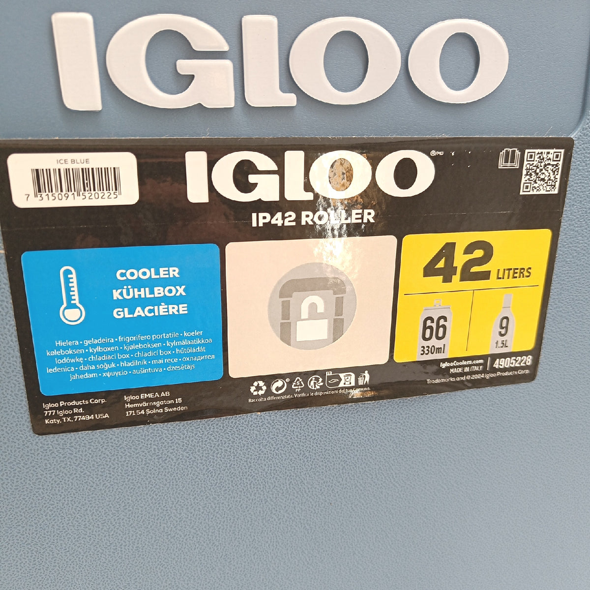 IGLOO Kühlbox Roller Kühlzubehör IP42 42L Teleskopgriff