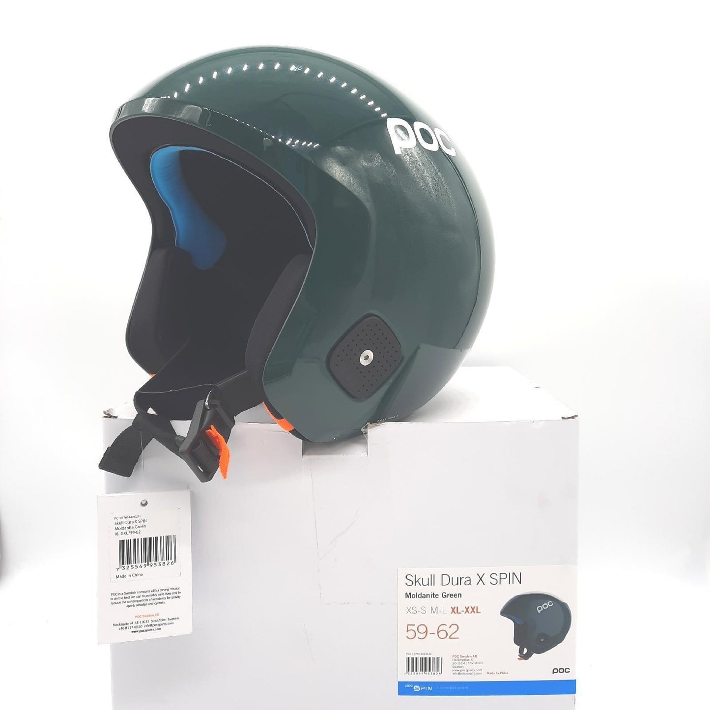 Poc Skihelm Helm Ski Rennsport Skull Dura X Spin Schutz Moldanite Grün XL XXL 59 62Cm