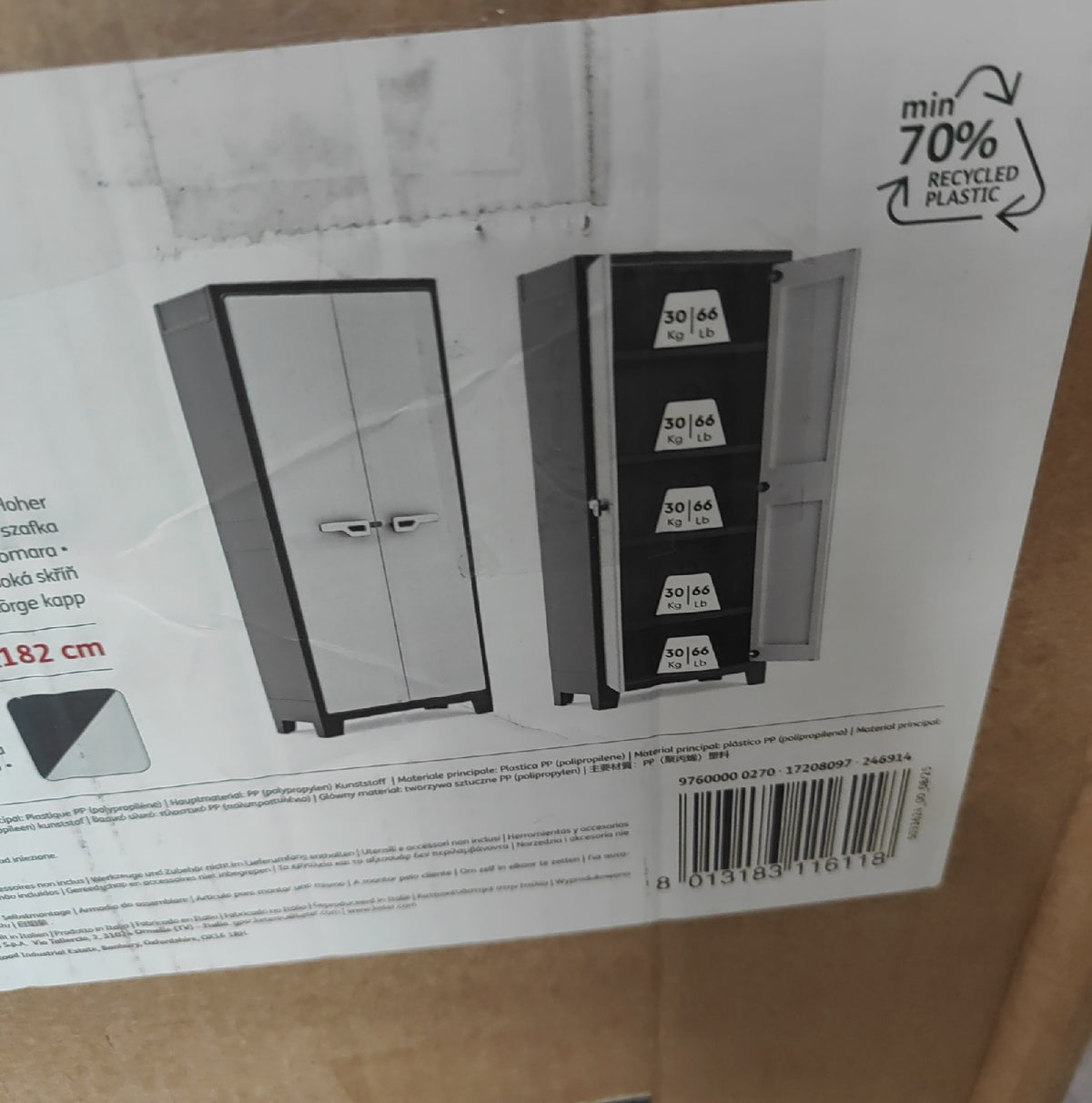 Keter Titan Kunststoffschrank hoch schwarz grau 80x44x182 cm Defekt Teile fehlen