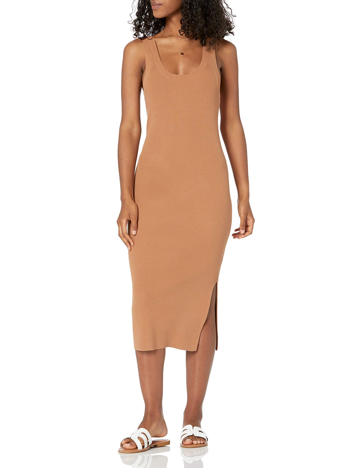 The Drop Yasmin Rib gestricktes Miditankkleid Damen Erdfarben Gr M