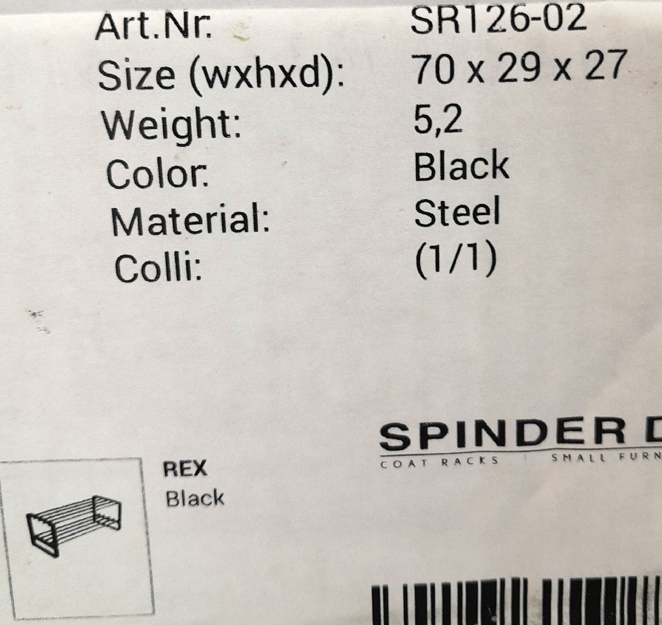 Spinder Schuhregal Flurmöbel REX SR Schwarz Abstellfläche Ordnungssystem