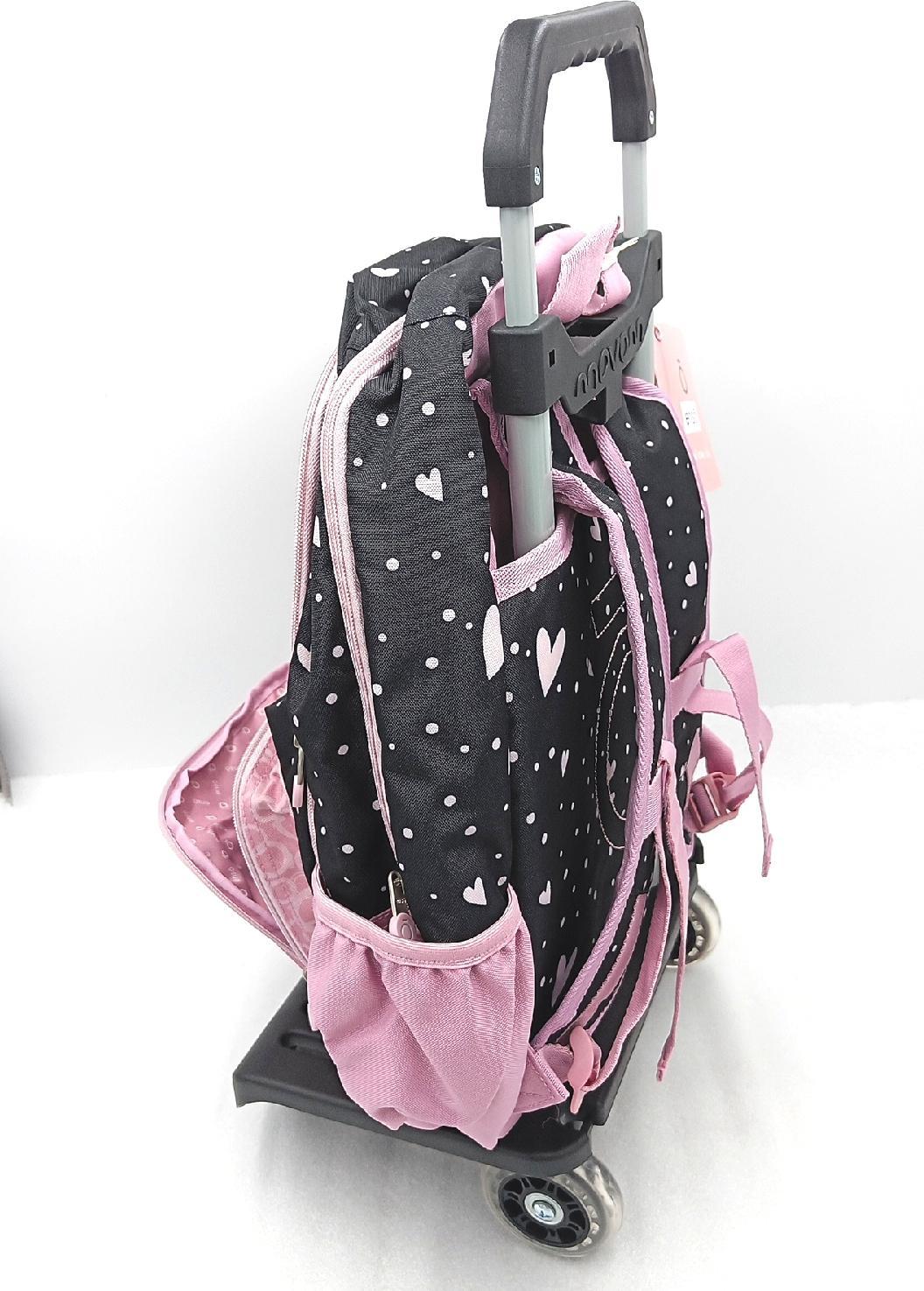 Enso Love Vibes Schulrucksack, doppelt, Fach mit Trolley, Rosa, 32 x 44 x 17 cm, Polyester, 23,94 l, Rosa, Schulrucksack mit doppeltem Fach und Trolley