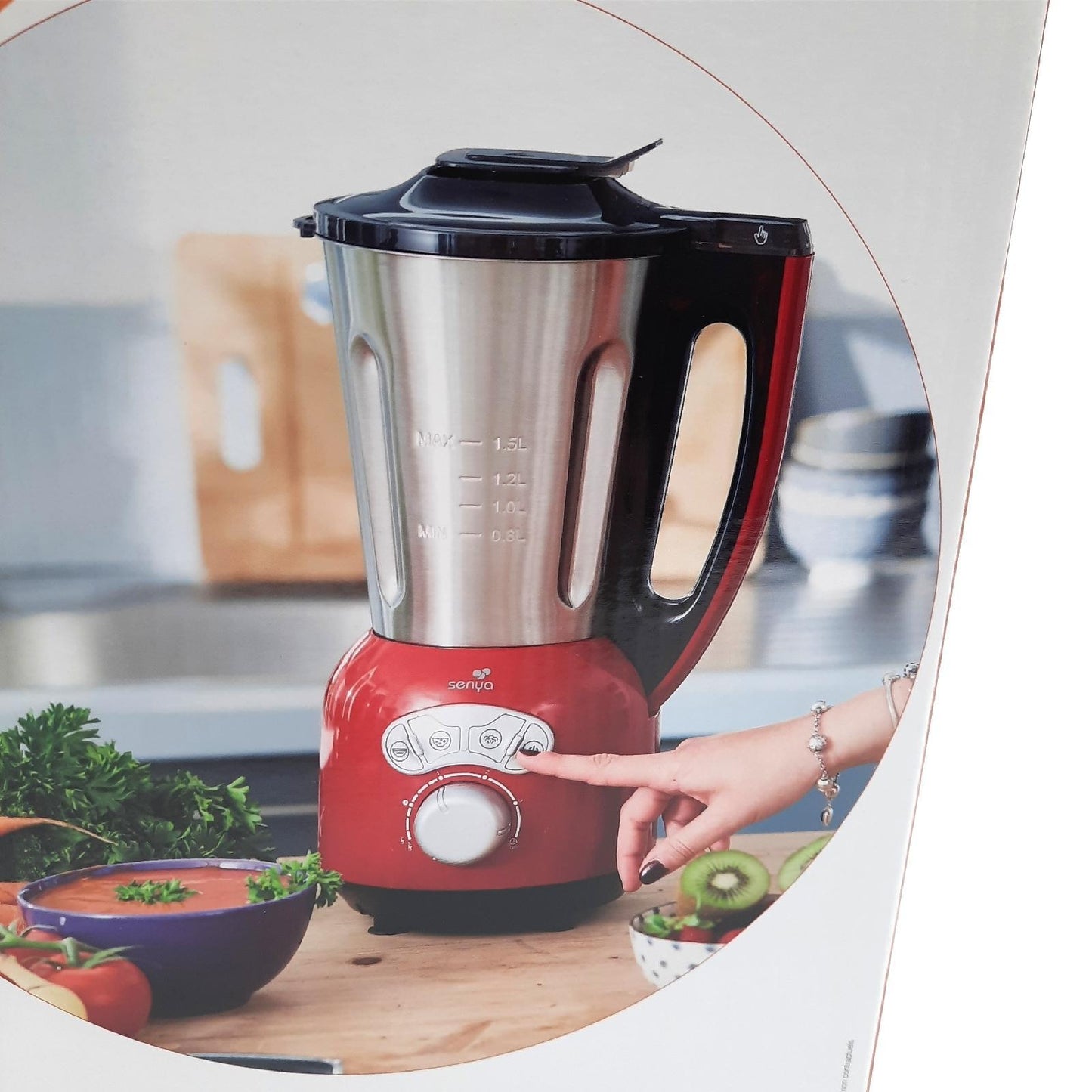Senya Standmixer Küchengeräte SYCP HB008R Edelstahl Dampfkochen Smooth