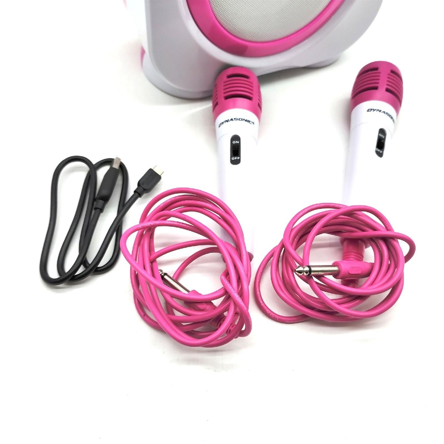 DYNASONIC Karaoke mit Mikrofon, Original Geschenke für Kinder Mädchen, Sprecher, Spielzeug Mädchen (DK-201 Pink)
