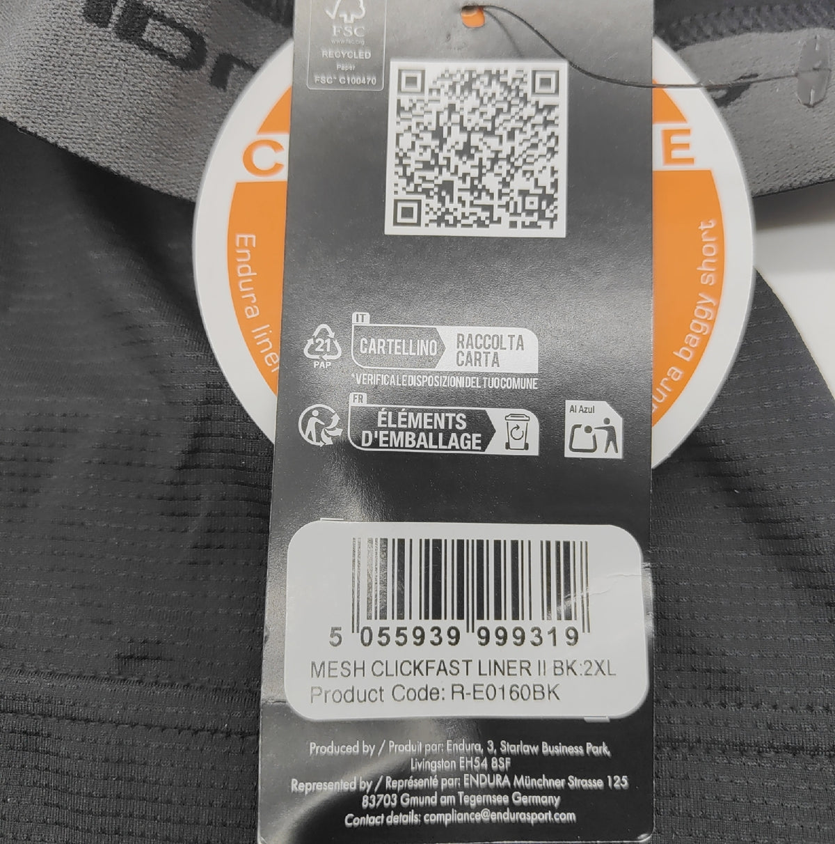 Endura Clickfast Liner II Herren Innenhose gepolstert zum Radfahren Schwarz 2XL