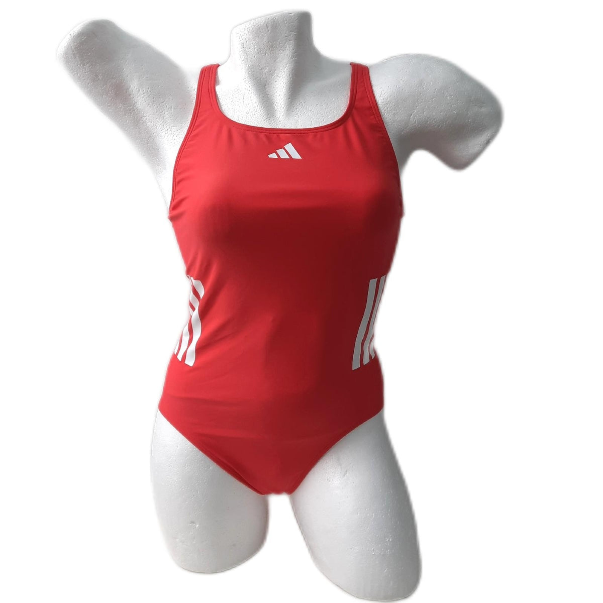 adidas Mädchen 3 Streifen C Back Badeanzug Kinderbademode Semi Lucid Red White 13 14 Jahre