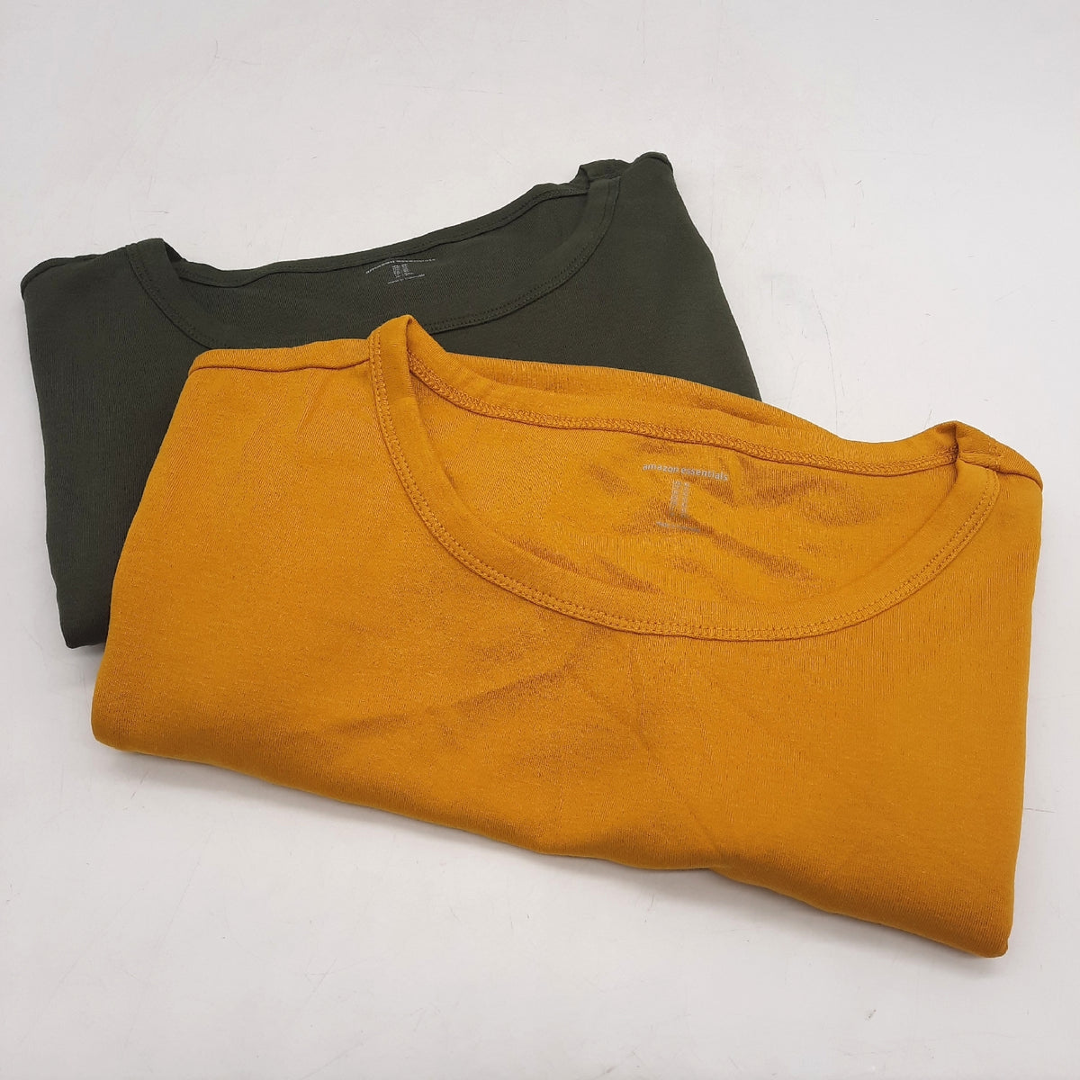 Amazon Essentials Shirt Damen Kurzarm Longshirt Slim Fit Rundhals 2er Pack XL Gold Olivgrün