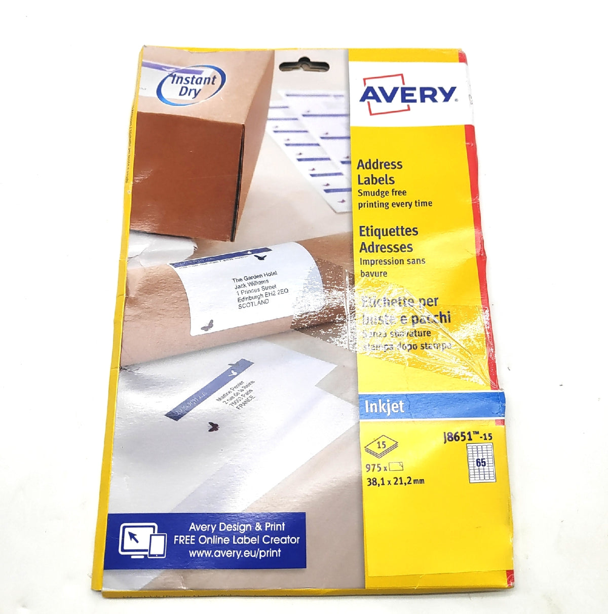 Avery 975 J8651-15 Mini-Adressetiketten 38,1 x 21,2 mm Weiß Inkjet
