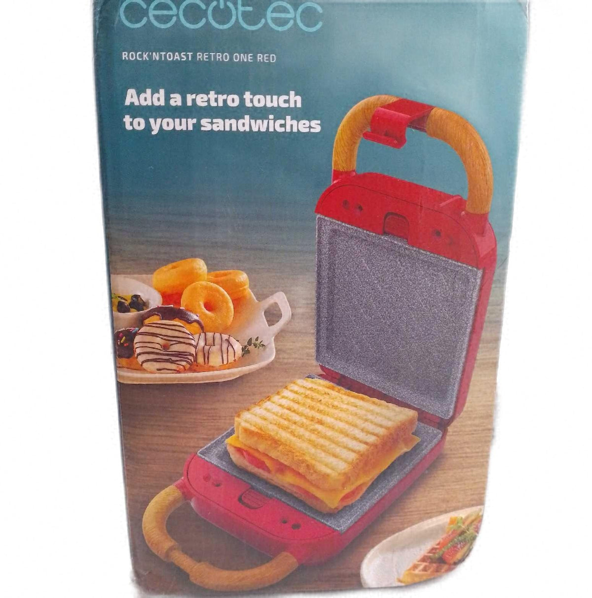 Cecotec Sandwichmaker Vintage Rock N Toast Retro One Rot 700W 3 austauschbare Platten