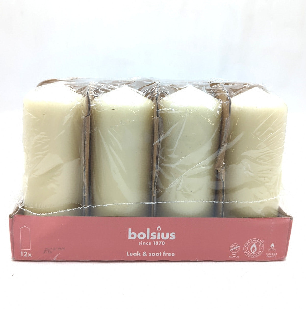 Bolsius Glatte Stumpenkerzen Elfenbein 12 Stück 15 x 6 cm hochwertige Kerzen Set