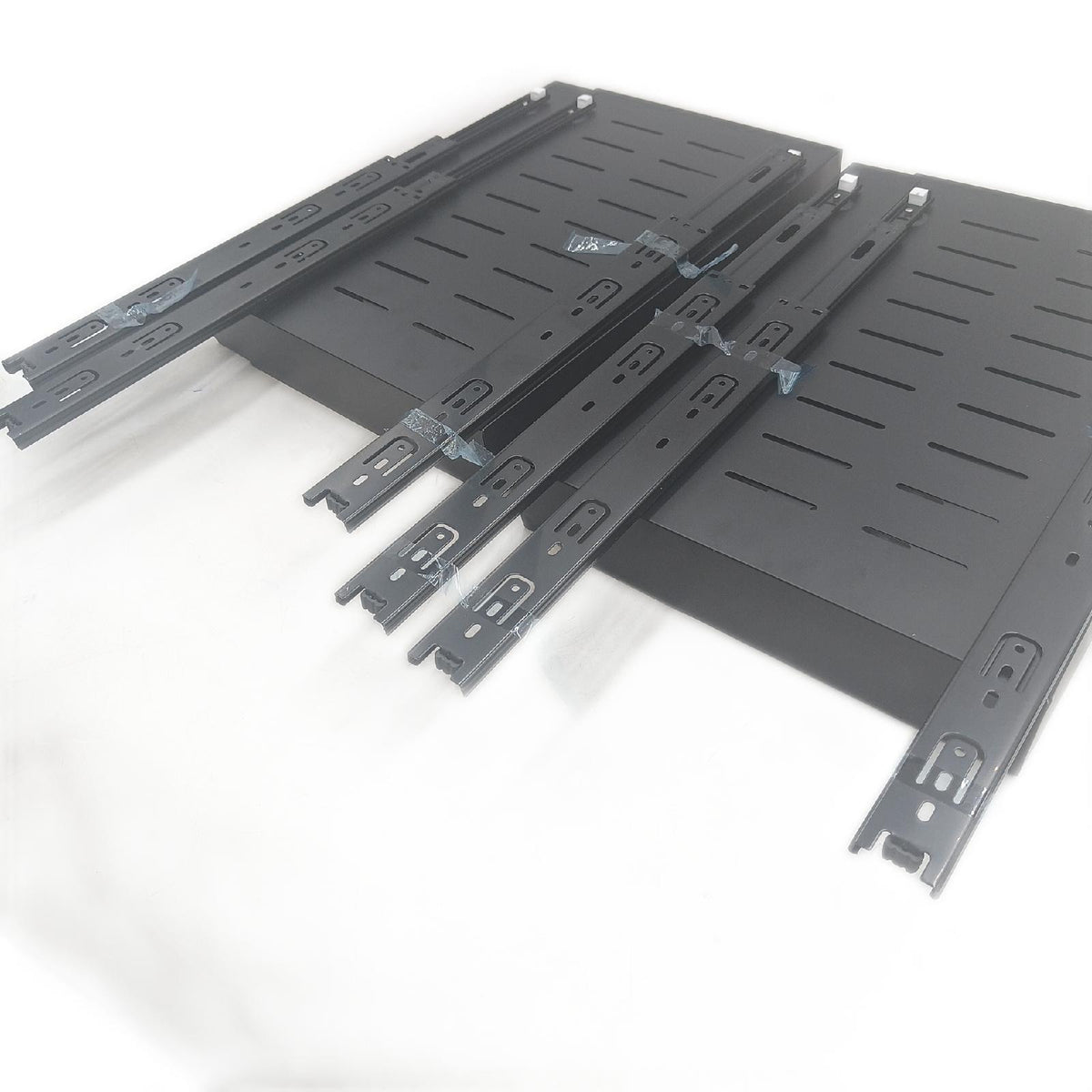 Kitstorack 2 Stück Ausziehbare Schublade Küche Bad Schwarz mit Schienen