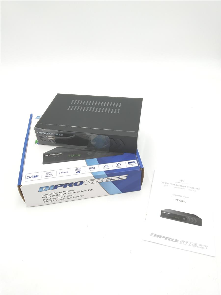 DiProgress DPT220HD Digitaler Terrestrischer DVB-T2 Doppel-Tuner Decoder schwarz
