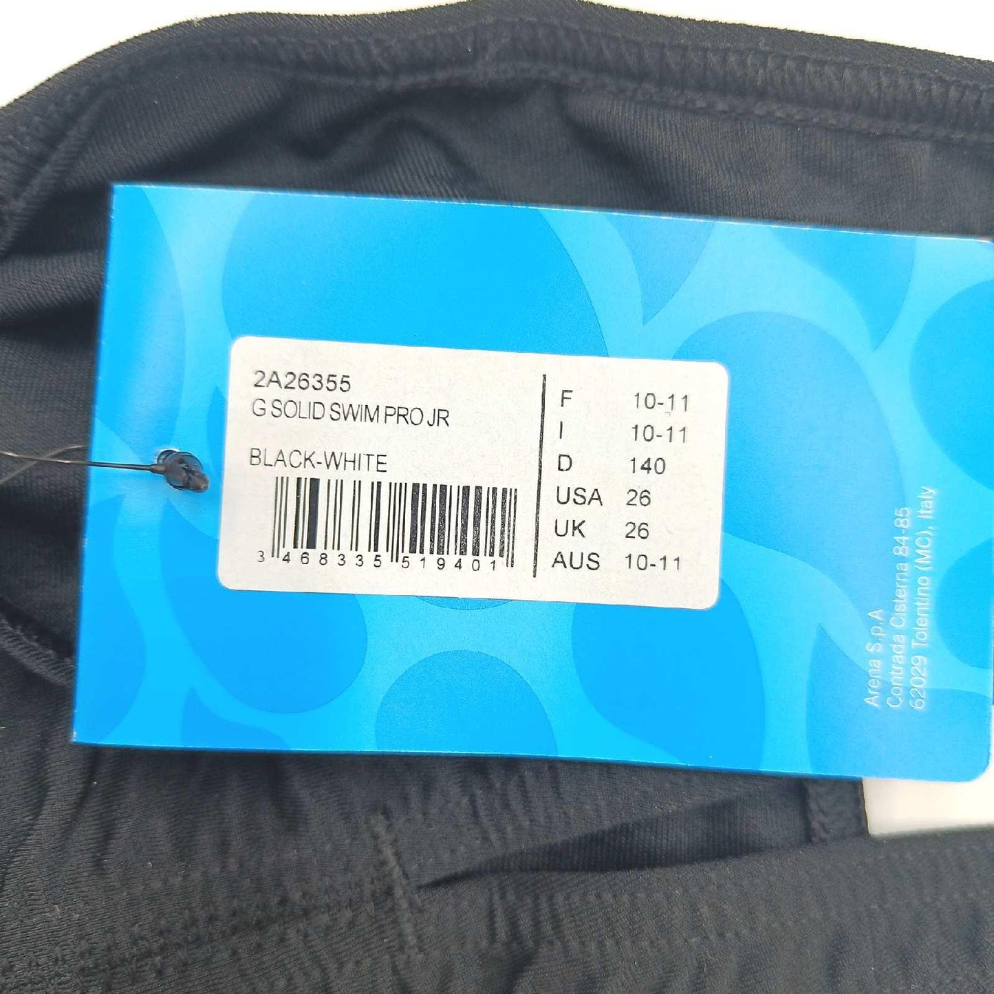 Arena Badeanzug Mädchen Schwimmbekleidung Solid Swim Pro Schwarz Weiß 140 Funktional
