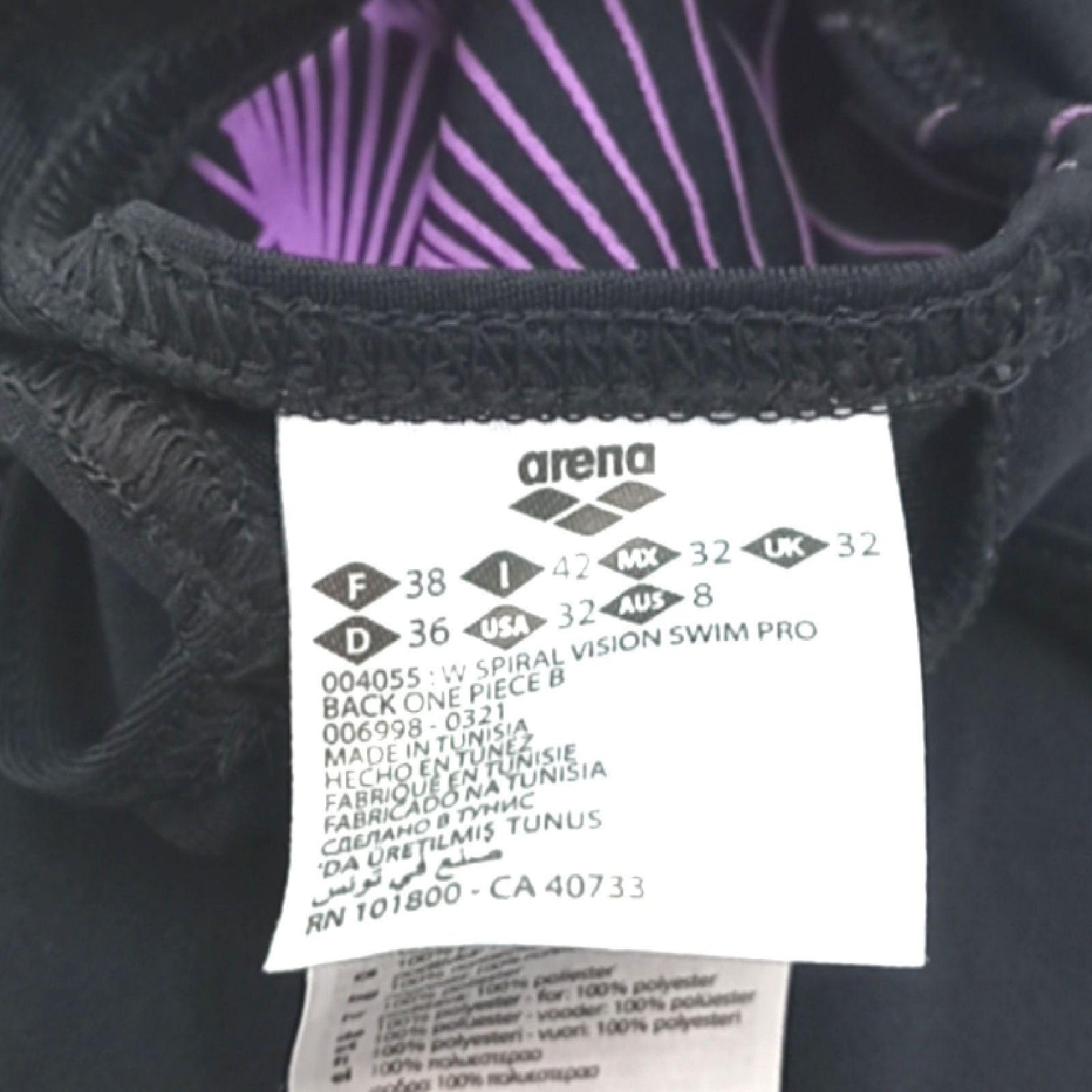 Arena Damen Badeanzug Schwimmbekleidung Spiral Vision Schwarz Schwimmen Sport