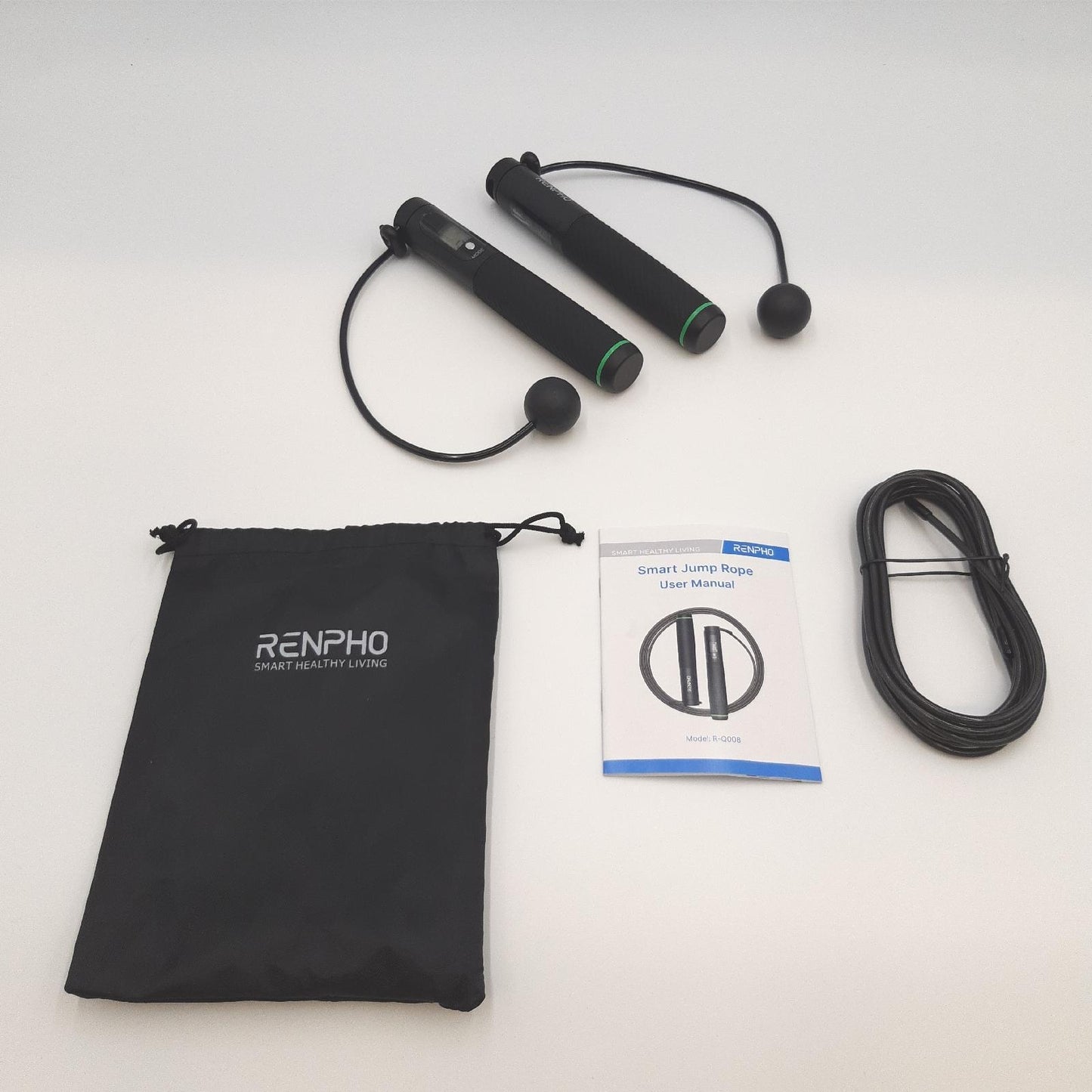 RENPHO Springseil Fitnesszubehör Intelligentes Springseil Zähler Verstellbar Kabellos App Kompatibel