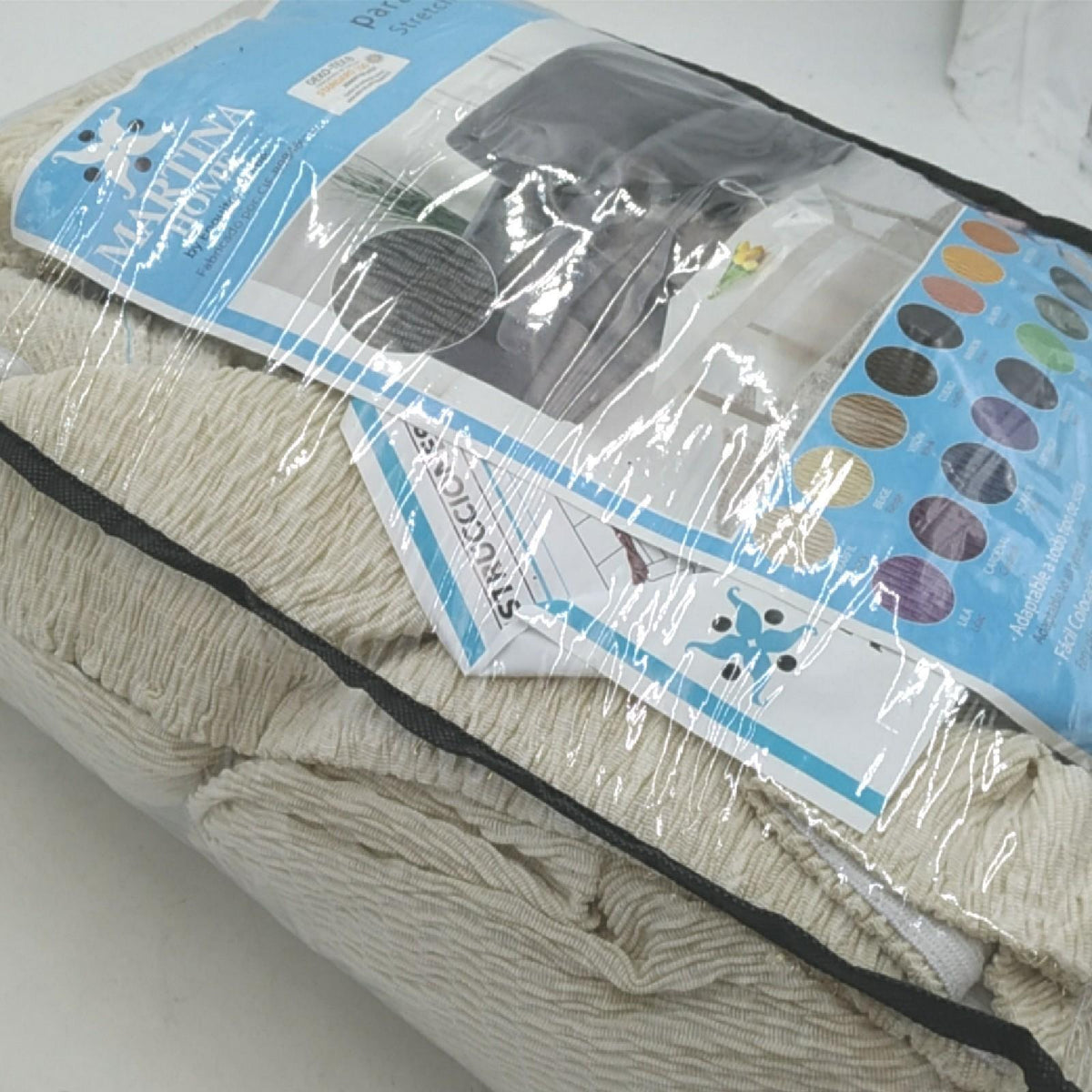 Martina Home - Elastischer Bezug für Sofa Modell Túnez Eckteil rechts Stoff Elfenbeinfarbe 3-Sitzer BRAZO DERECHO visto de frente 240 cm a 280 cm
