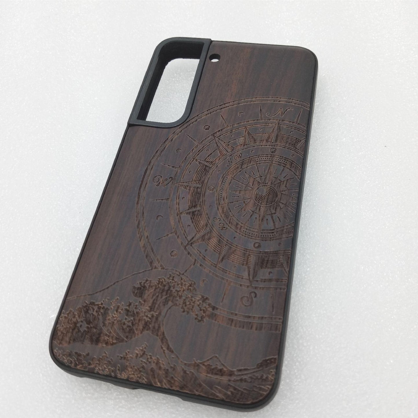 Carveit Galaxy S22 Handyhülle Schwarzholz TPU Cover Elegant Case