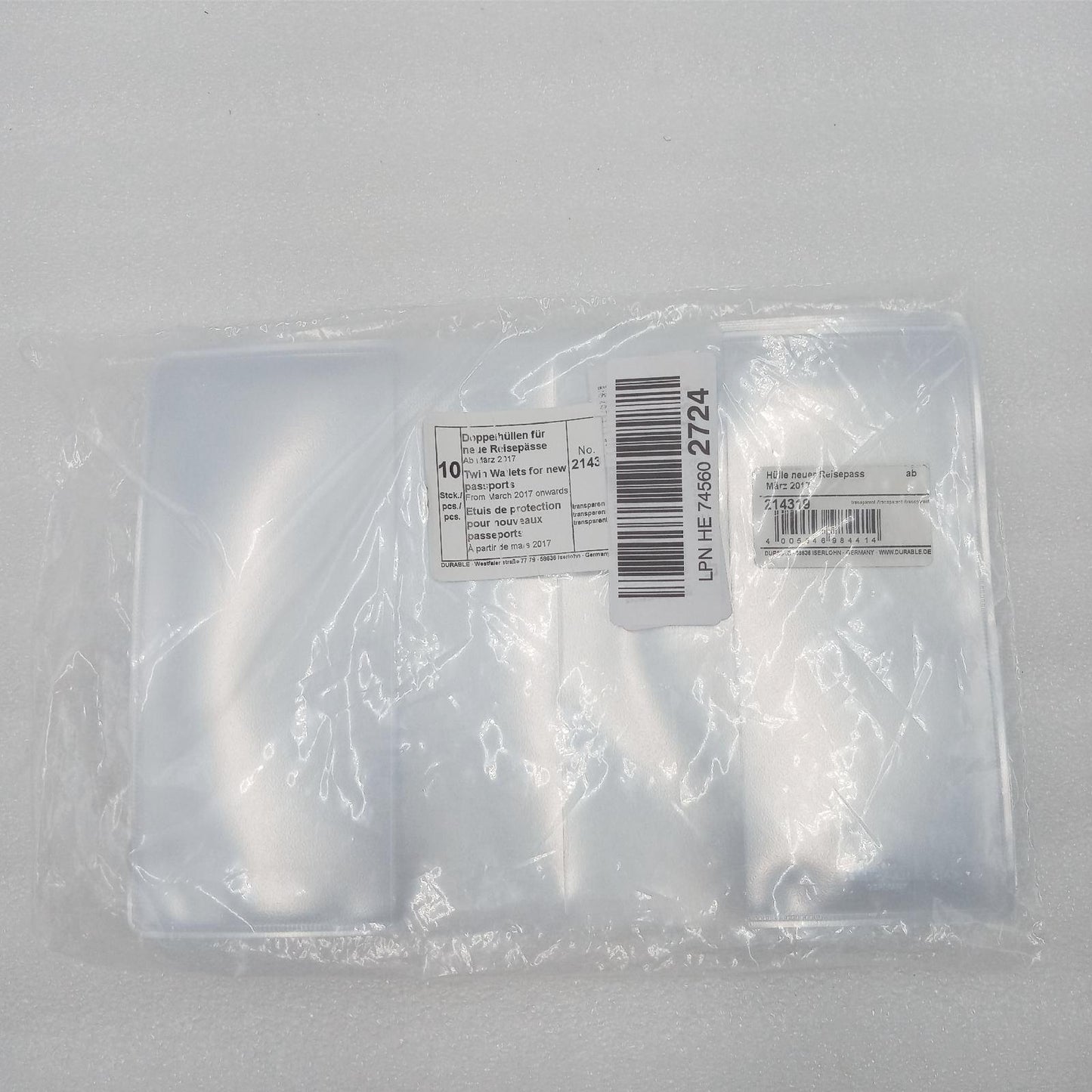 Durable Schutzhülle Reisepasshüllen Dokumentenzubehör 214319 transparent praktisch sicher