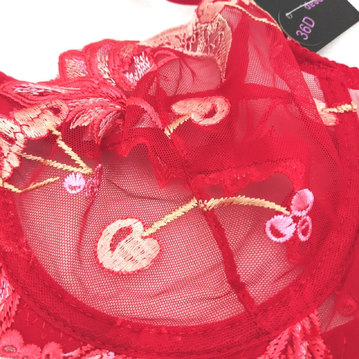 Guoeappa Frauen Sexy Weiche Spitze BH und Panty Set Bügel Alltag BH Floral Spitze DessousRot 80D