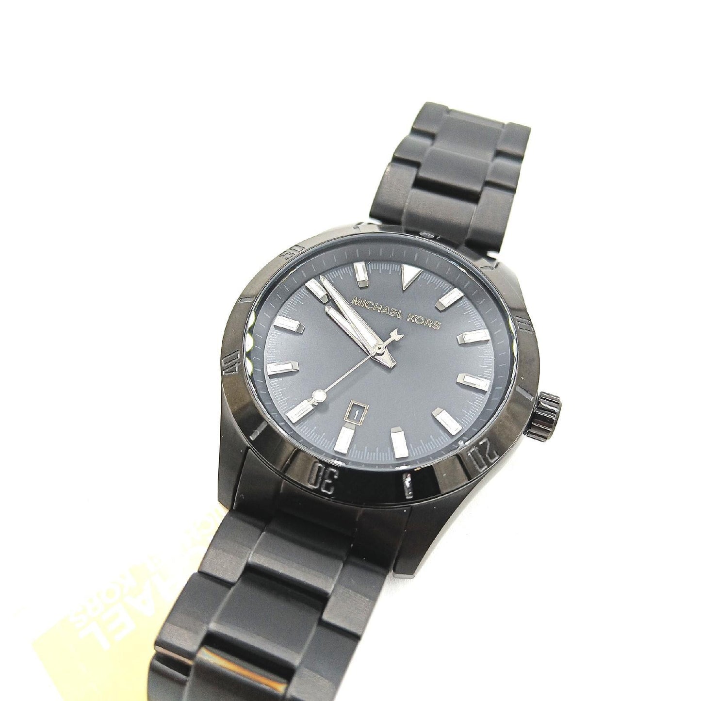 Michael Kors Herrenuhr Uhr Kollektion Layton Quarzuhr Edelstahl Lederarmband Schwarz