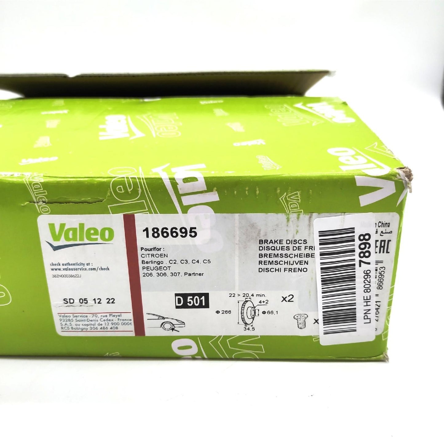 Valeo Bremsscheiben Set Vorderachse geolte Scheiben Karton ähnlich Originaldesign