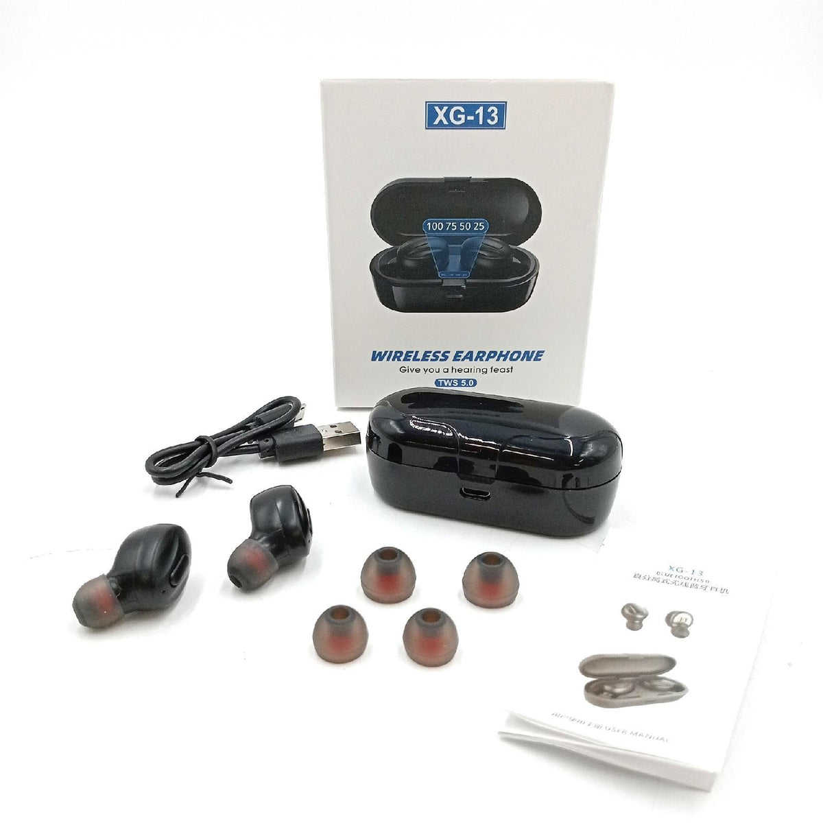 Bluetooth-Kopfhörer Bluetooth 5.0 Wireless Earphones in Ear Stereo Sound Mikrofon Mini Wireless Earbuds mit Kopfhörer und tragbare Ladehülle für iOS Android PC XA-3