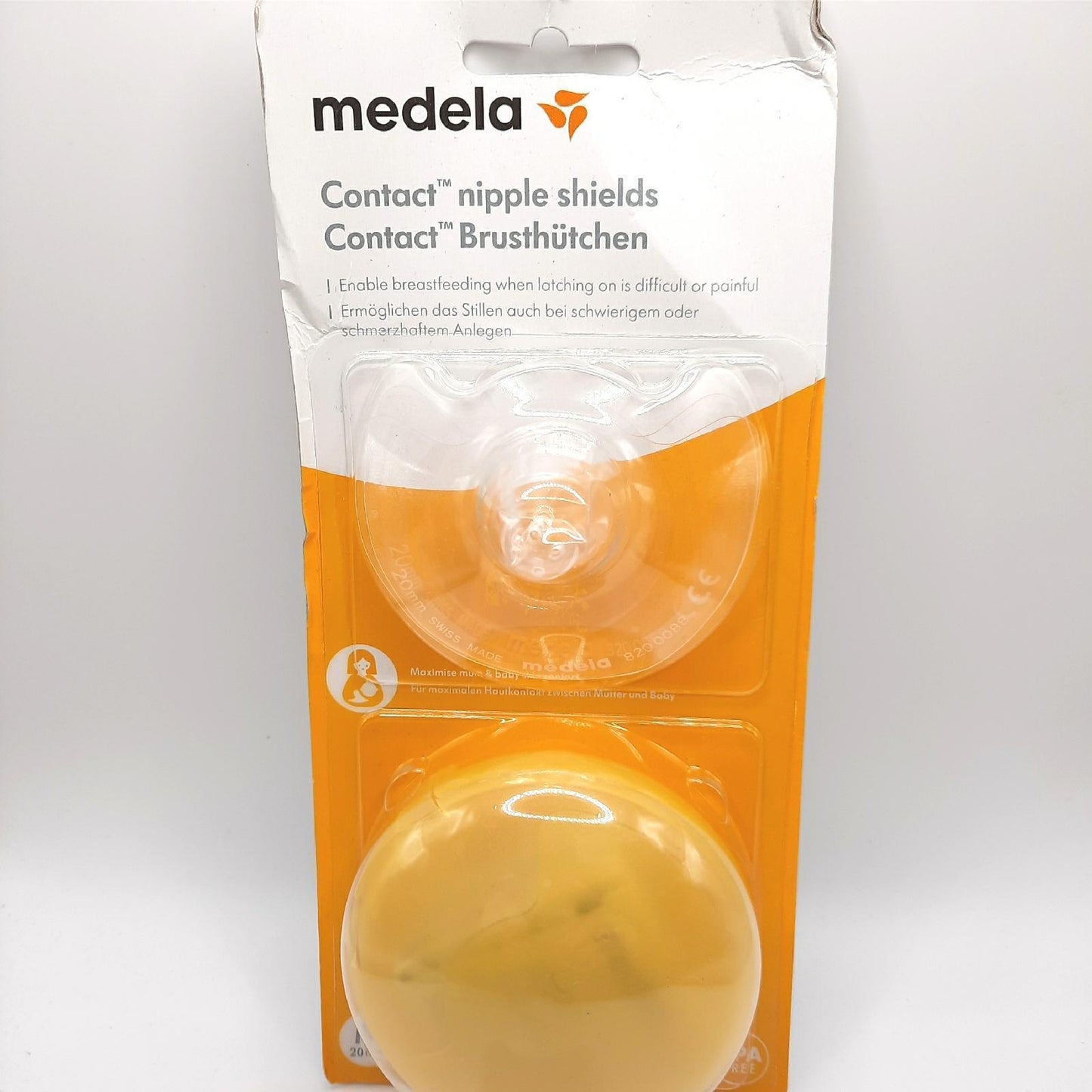 Medela Contact Brusthütchen aus Silikon – Weiches, ultradünnes Design – BPA-frei – 1 Packung mit 2 Hütchen (20 mm) und Aufbewahrungsbox