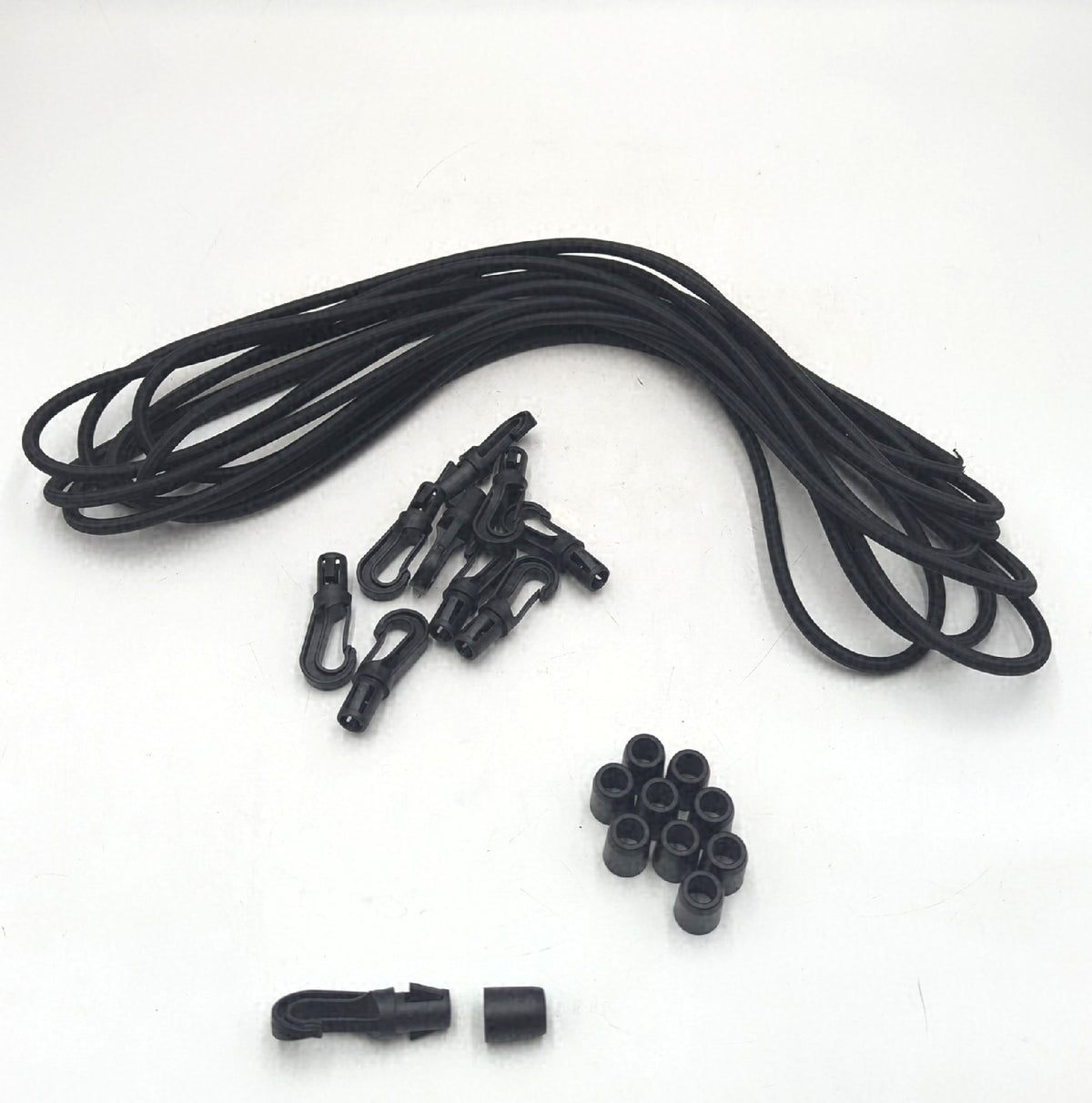 Gummiseil 8mm x 10m mit 10 Kunststoffhaken Schwarz Gummischnur elastisch robust