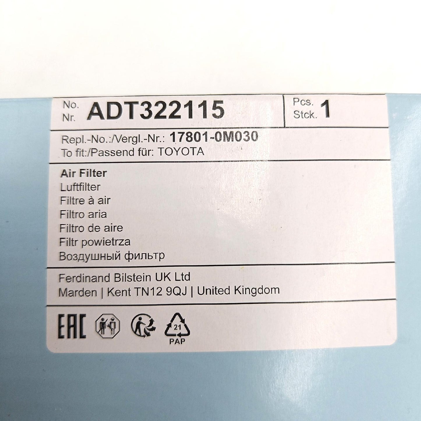 Blue Print ADT322115 Luftfilter 1 Stück Filters Spare & Repair Parts Car &