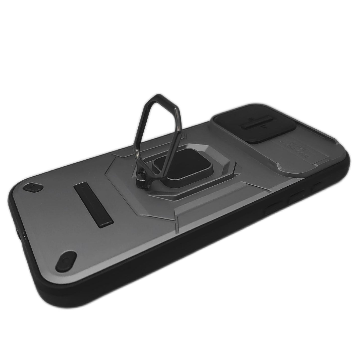 Doeshine Hülle Handy Zubehör iPhone 15 Pro Max Premium Schwarz 360 Grad Ständer Kameraschutz Schutzhülle