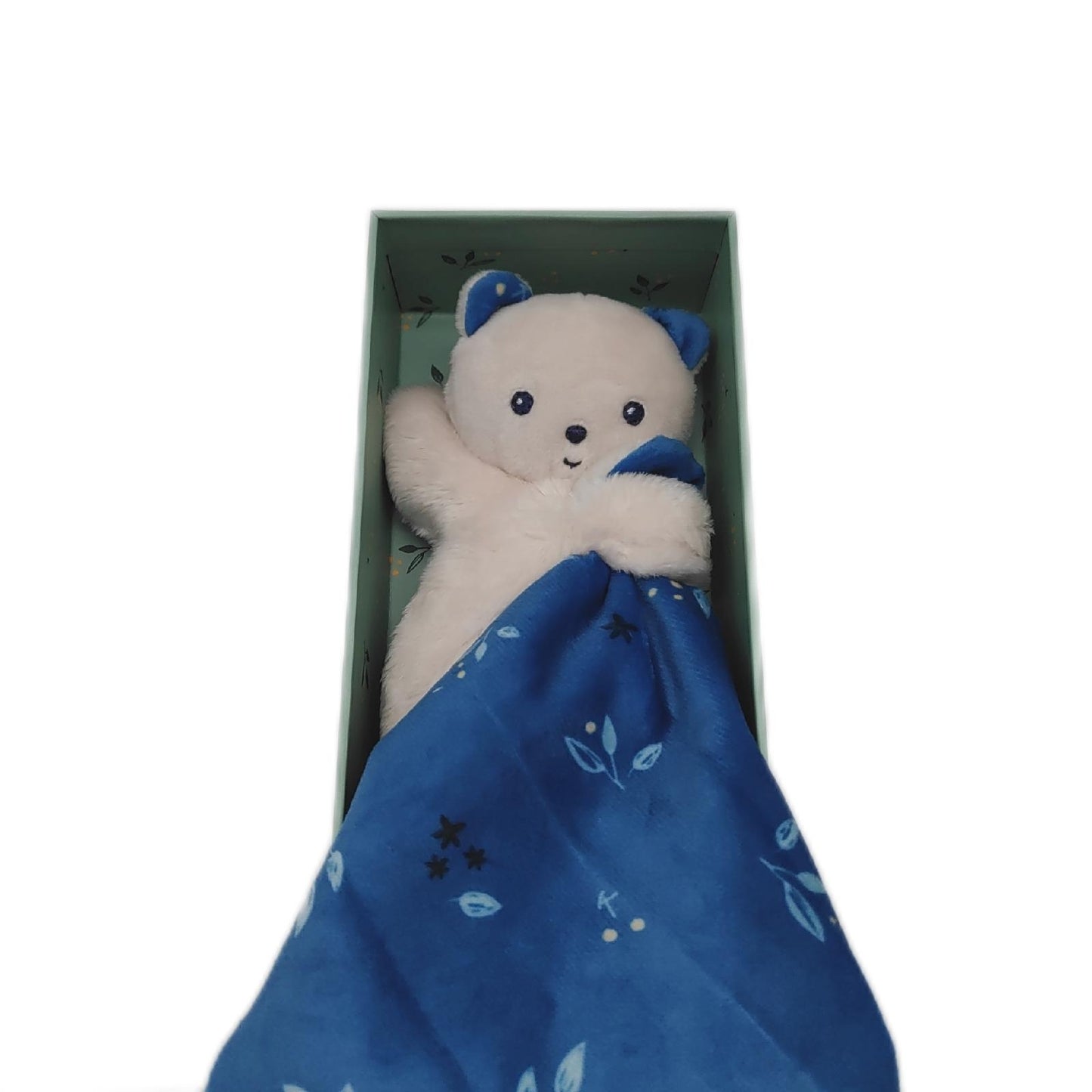 Kaloo Kuscheltier Baby Spielzeug Stoffquadrat Nachtblauer Baer weich und anschmiegsam