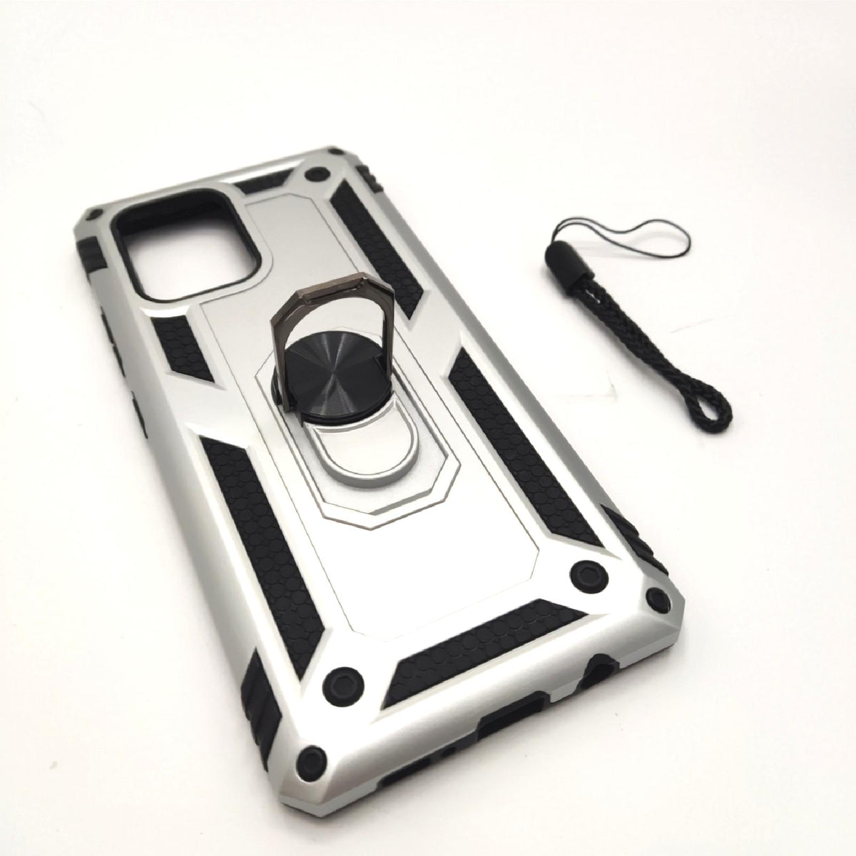 BestST Hülle für Samsung Galaxy S10 Lite/A91/M80S + schutzfolie Militärische Armor Hybrid Schutzhülle Silikon Stoßfest Bumper Cover Case Ringhalter Handytasche Handy Hüllen Silber
