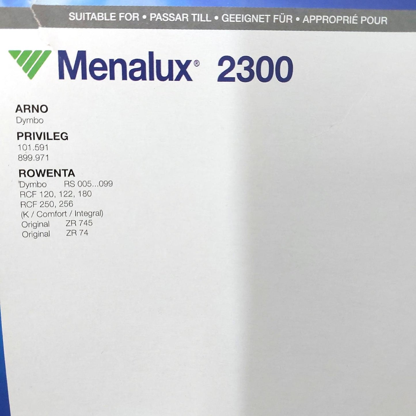 Menalux Staubbeutel Zubehör Reinigung Duraflow 5 Zylinder 2300 Floorcare Beutel Weiß