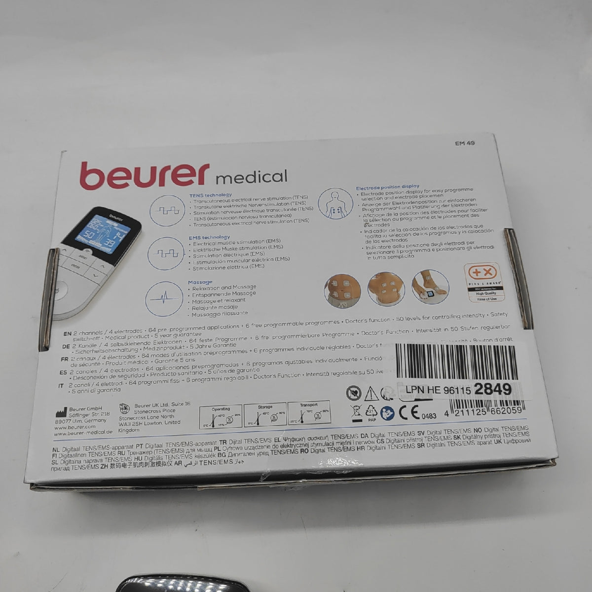 Beurer EM 49 Digital TENSEMS 3 in 1 Reizstromgerät Schmerzlinder - Unvollständig
