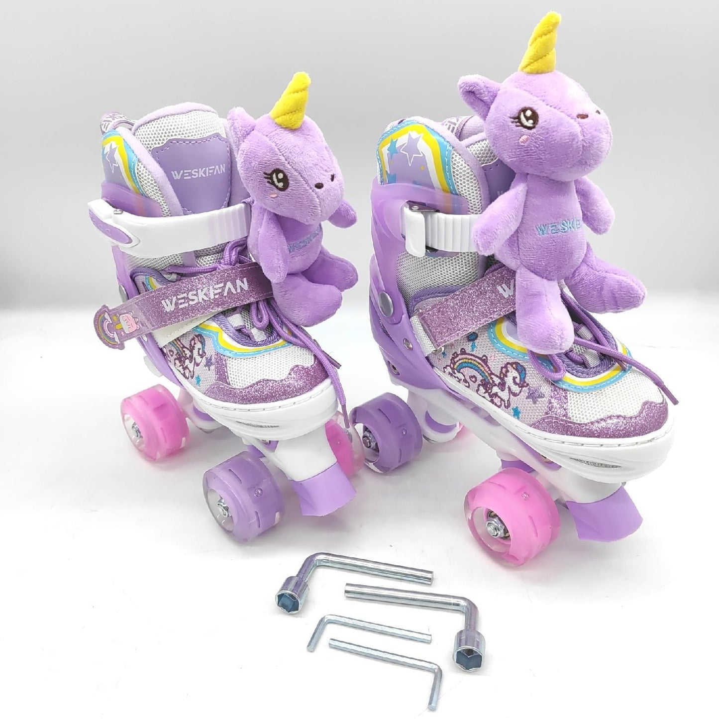 Kinder Einhorn Puppe Rollschuhe Kinderschuhe Mädchen Freizeitvergnügen verstellbar Leuchtende Räder 4 Größen