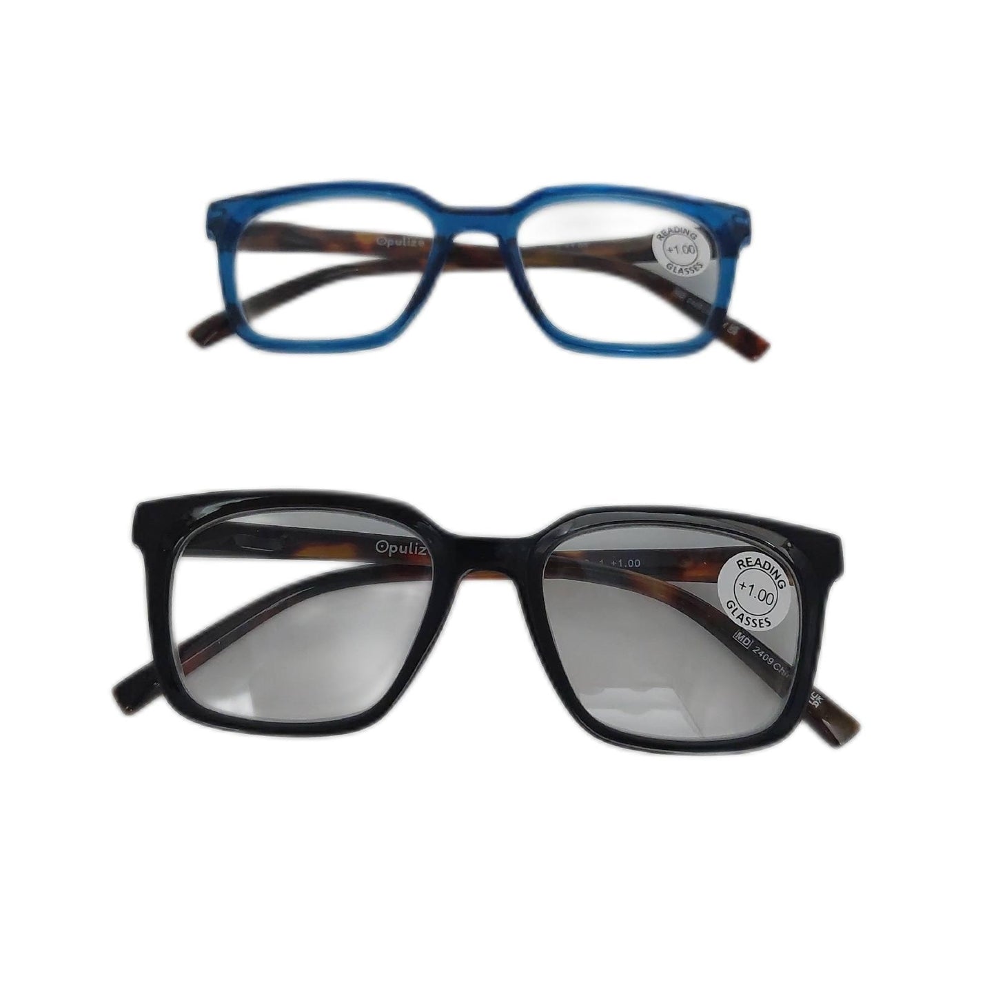 Opulize Lesebrille Brillenfassung Koi Große Rechteckige Schwarz Blau Komfort Stil Set 2er Pack