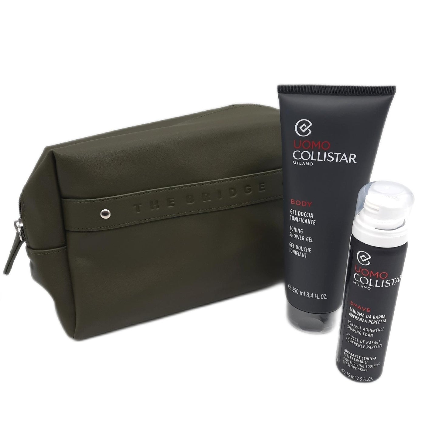Collistar Herren Set Duschpflege Rasur Belebendes Duschgel 250 ml Tasche Pflege