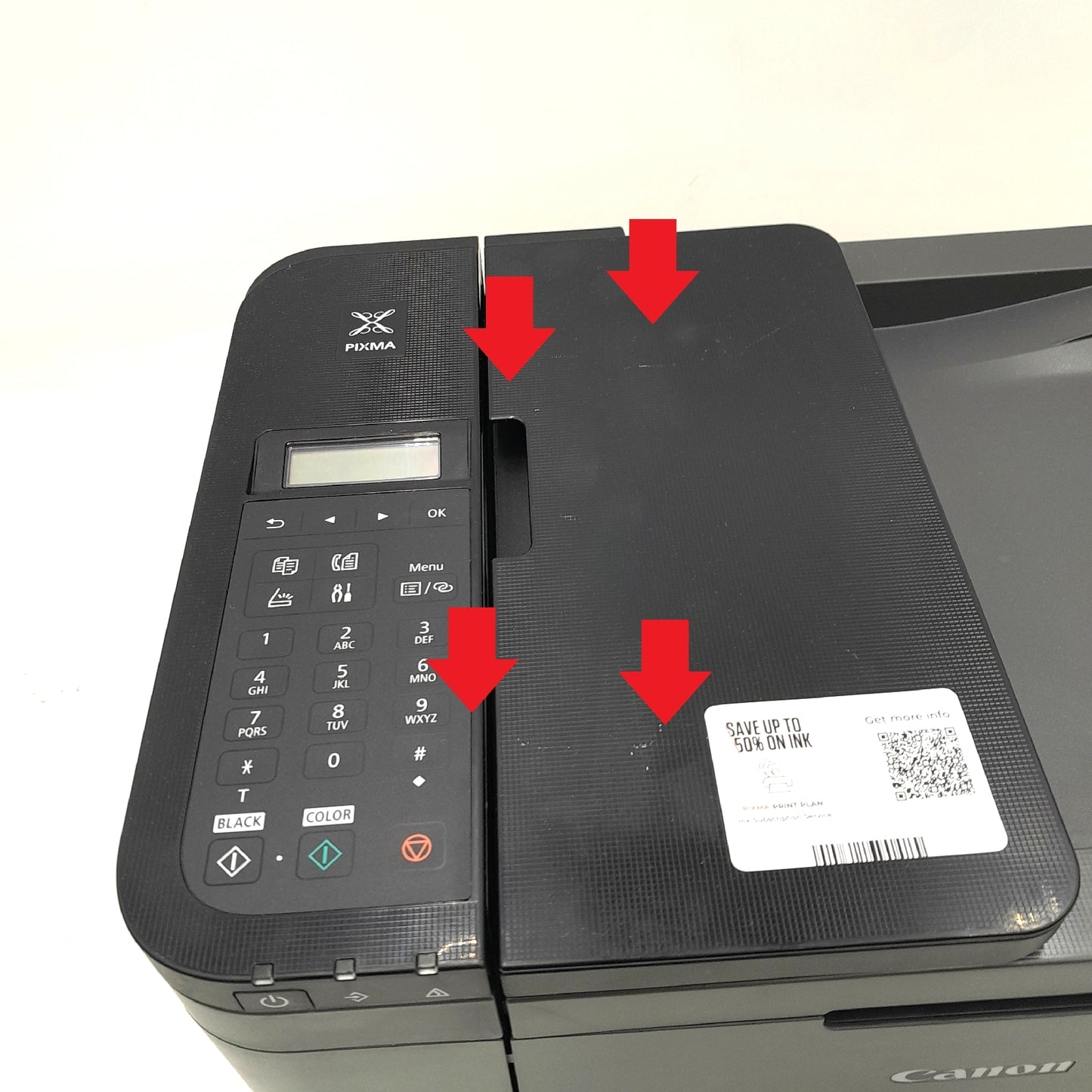 Canon PIXMA unvollständiger Drucker ohne Tintenpatronen Fleckige Oberfläche