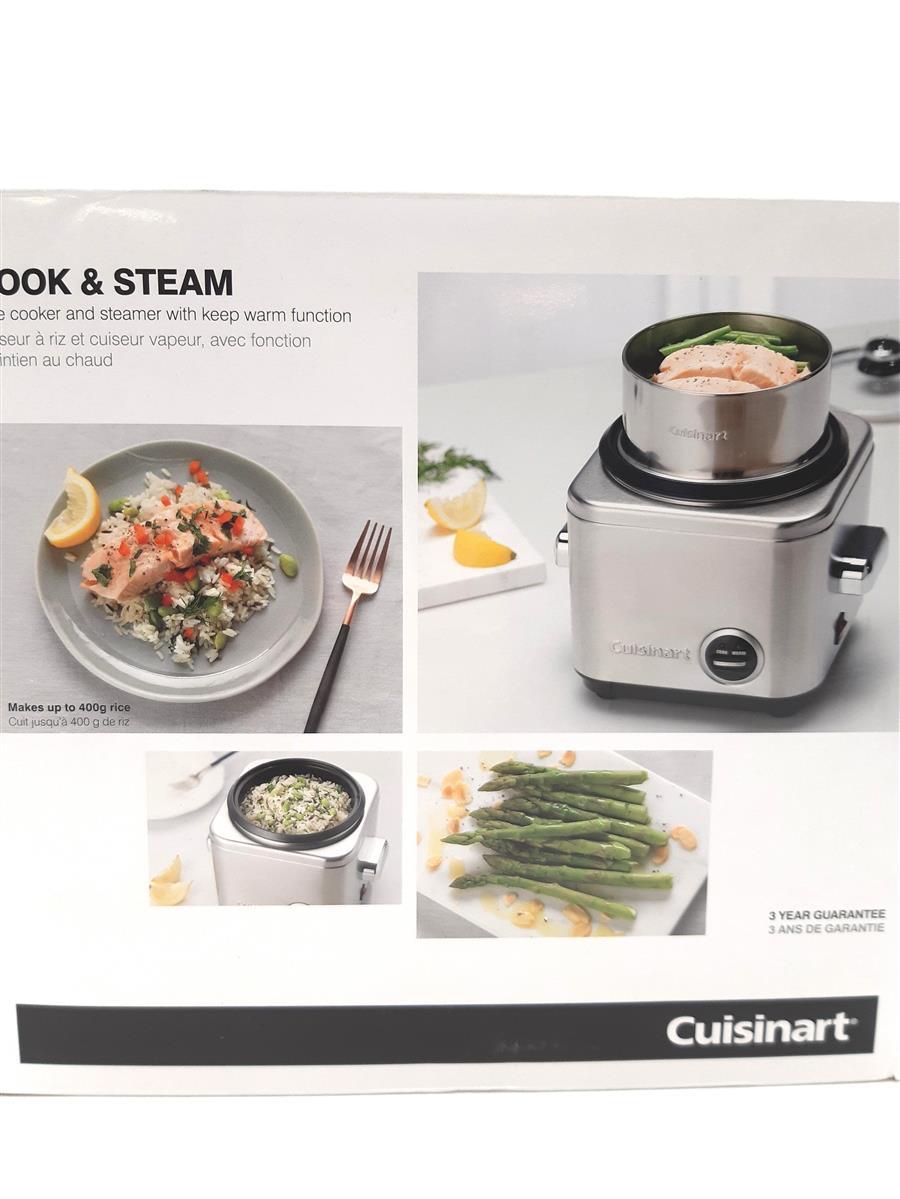CRC400E Cuisinart Cook & Dampf, kompakte Reiskocher und Dampfgarer, gebürstetem Edelstahl, Kapazität 400g