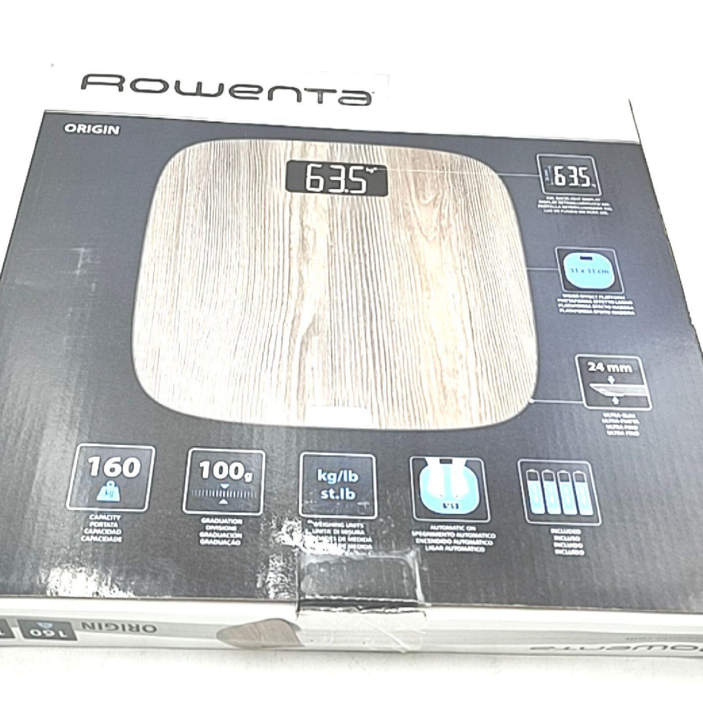 Rowenta Personenwaage Badezimmerwaagen Holzoptik BS1600 Design bis 231 Kilogram